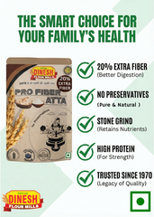 Pro Fiber Atta – Stone Ground Wheat Flour with 20% Extra Fiber