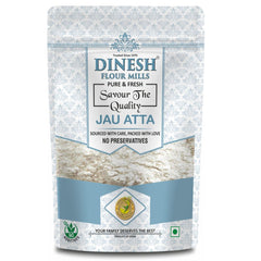 Dinesh Flour Mills Jau Atta packaging on a white background