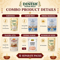 Navratri Vrat Essentials Combo 2.35kg | Sabudana, Samak Rice, Makhana, Rajgira Atta, Sendha Namak & Muskmelon Seeds