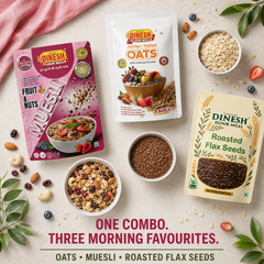 Oats and Muesli Breakfast Combo Pack with Roasted Flax Seeds