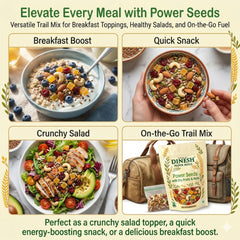 Power Seeds Mix with Dry Fruits & Nuts | Roasted Seeds Blend (Flax, Pumpkin, Sunflower) with Almonds &Cashews | No Preservatives | Freshly Packed