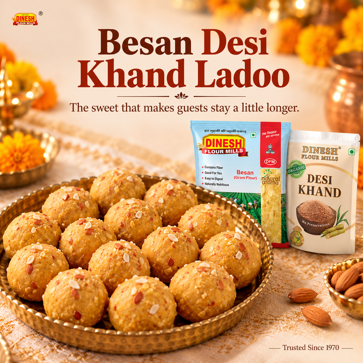 Besan Desi Khand Ladoo