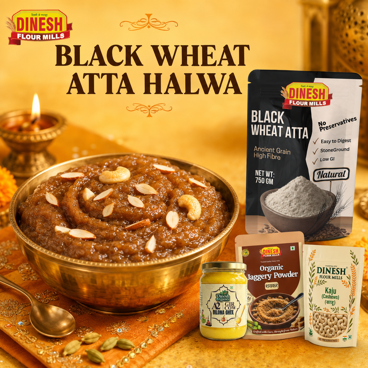 Black Wheat Atta Halwa with Jaggery