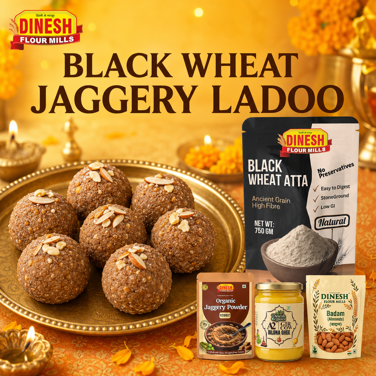 Black Wheat Atta Jaggery Ladoo Recipe
