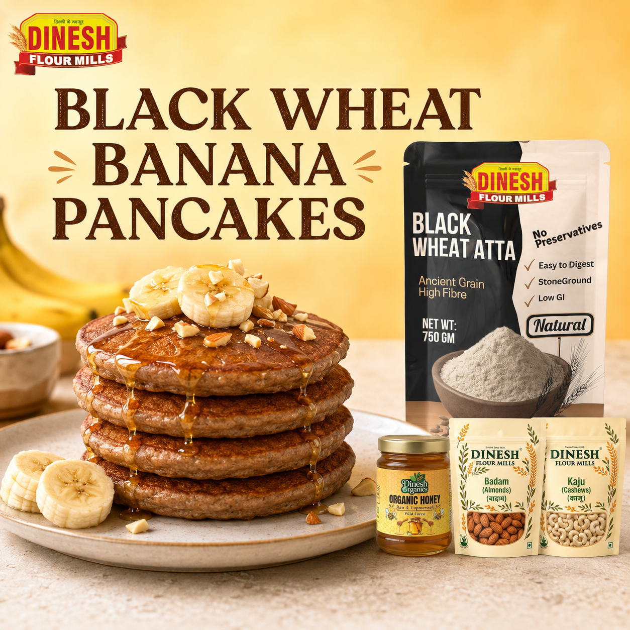 Easy Black Wheat Banana Pancake Recipe