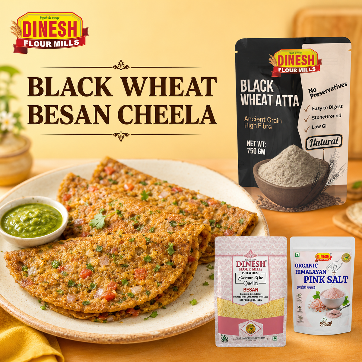 Easy Black Wheat Besan Cheela Recipe