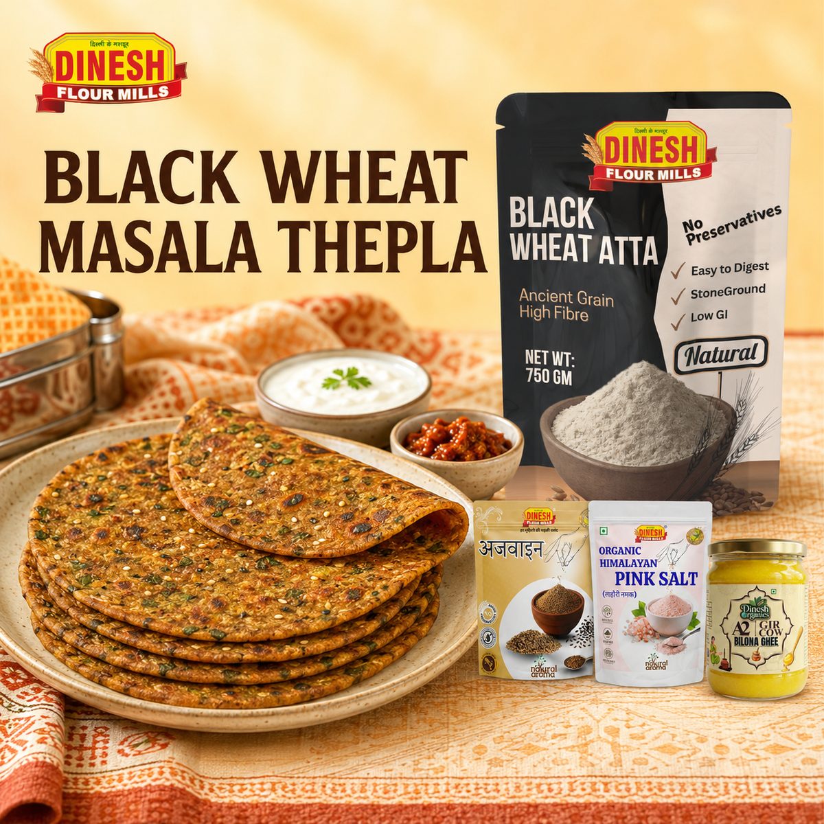 Easy Black Wheat Masala Thepla Recipe