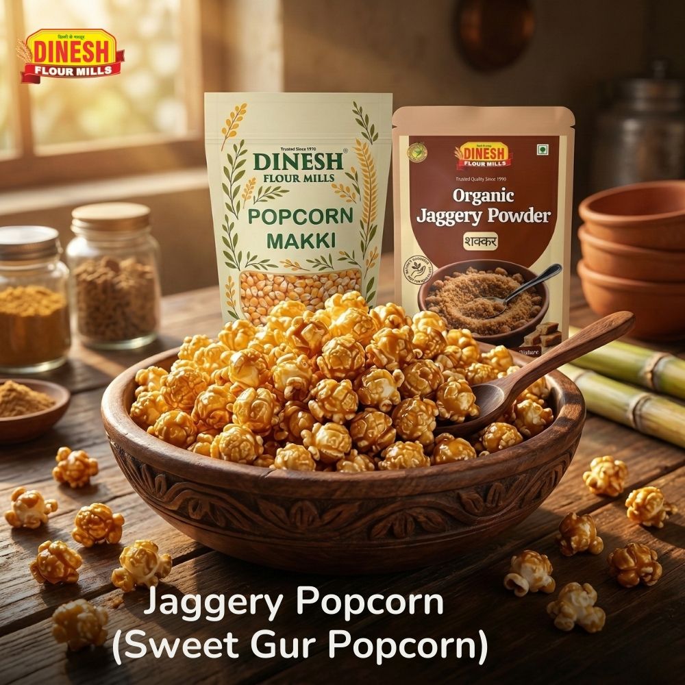 Jaggery Popcorn Recipe (Sweet Gur Popcorn)