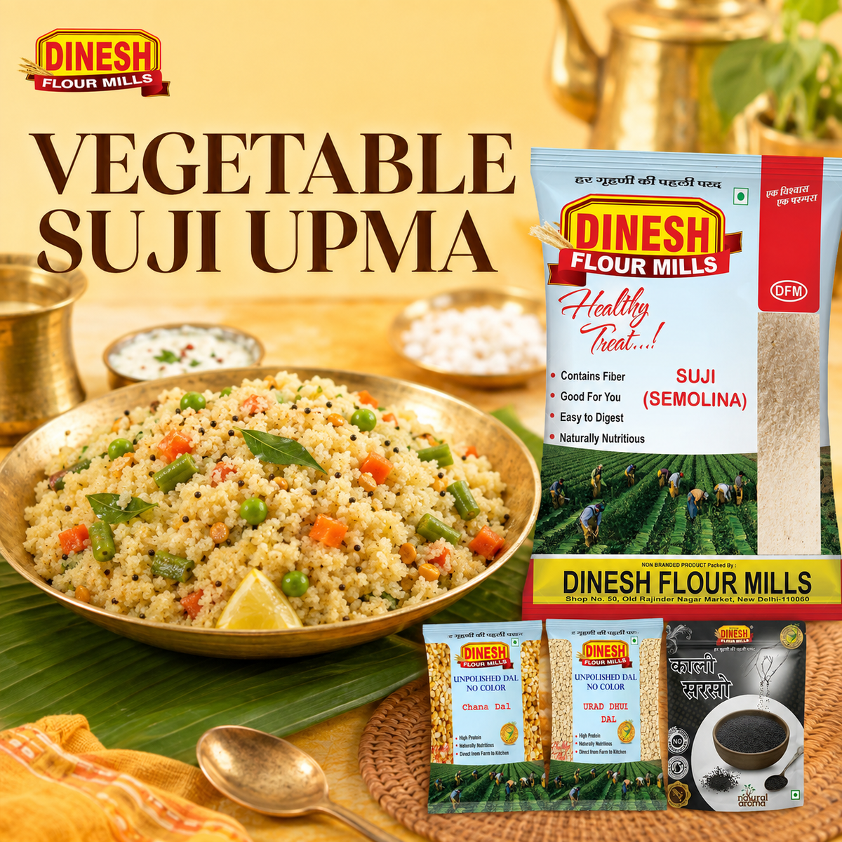 South Indian Vegetable Suji Upma