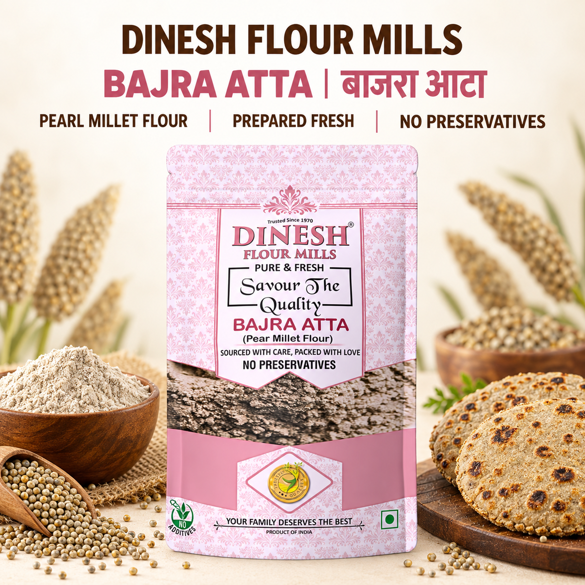 Bajra Atta | Pearl Millet Flour | Freshly Prepared | No Preservatives