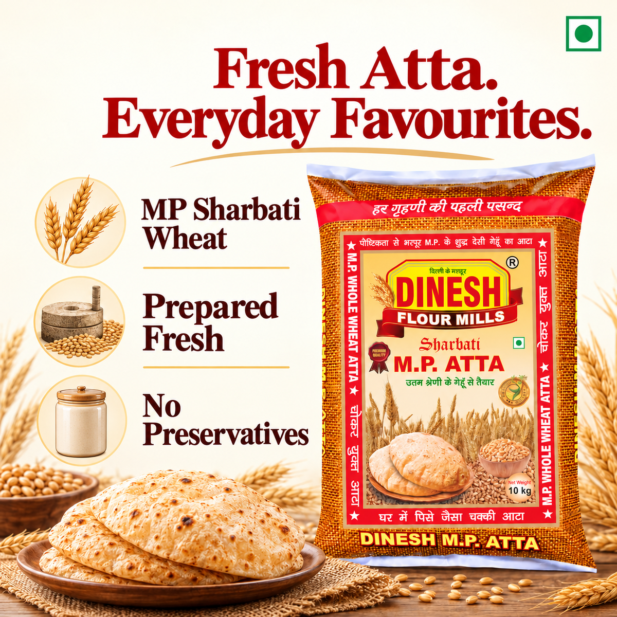 M.P. Wheat Sharbati Premium Atta -5Kg