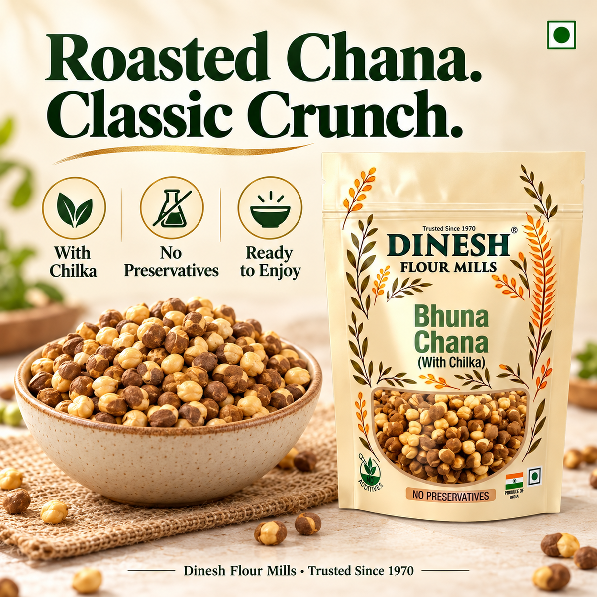 Bhuna Chana with Chilka | Roasted Chana with Skin | No Preservatives