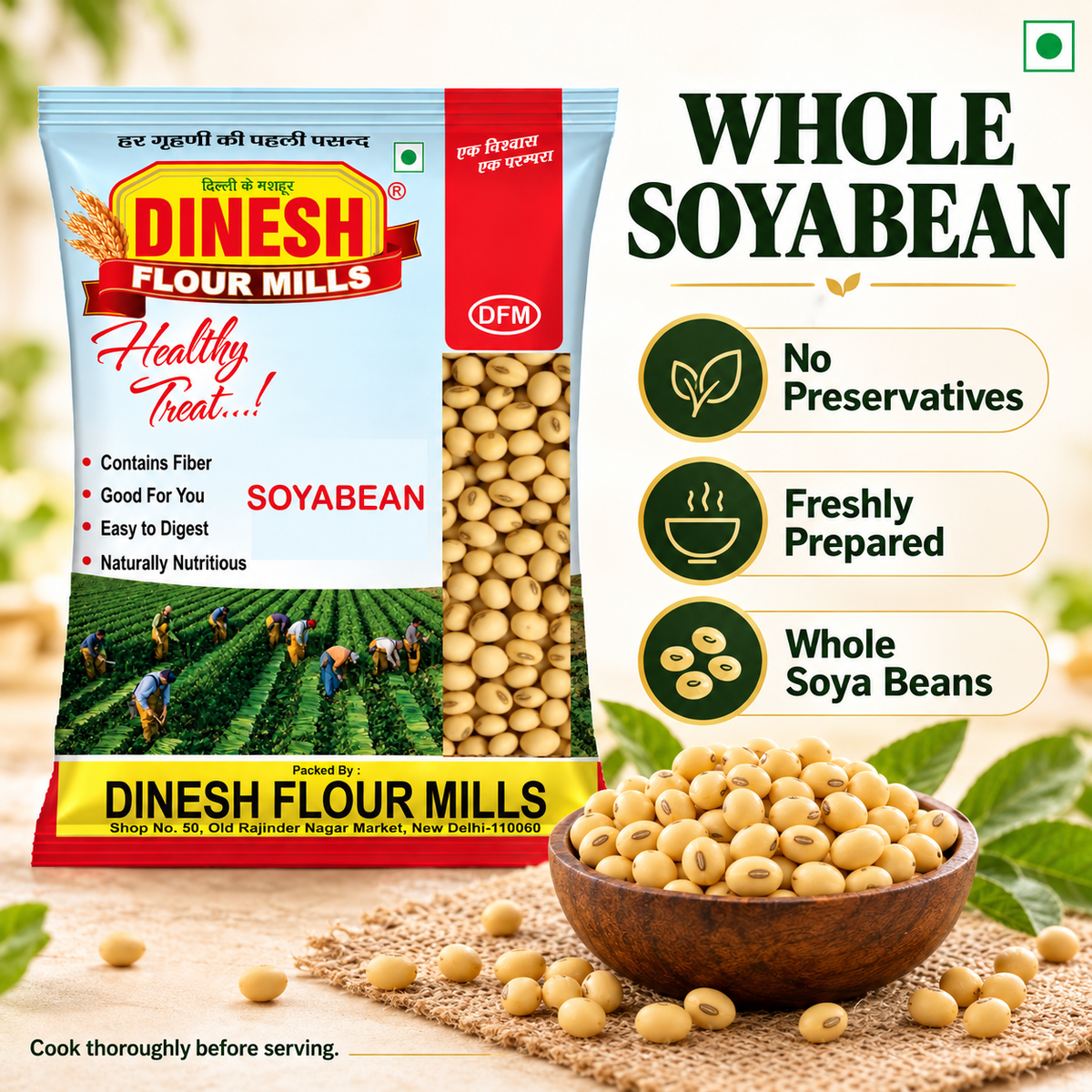 Whole Soyabean | No Preservatives I Dinesh Flour Mills