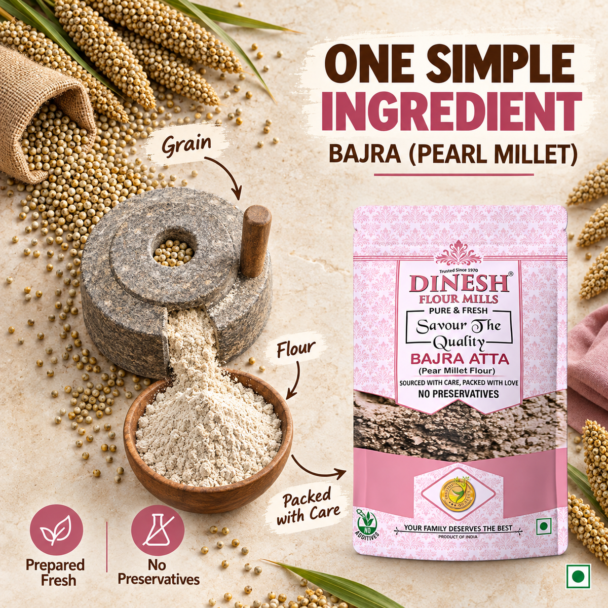 Bajra Atta | Pearl Millet Flour | Freshly Prepared | No Preservatives