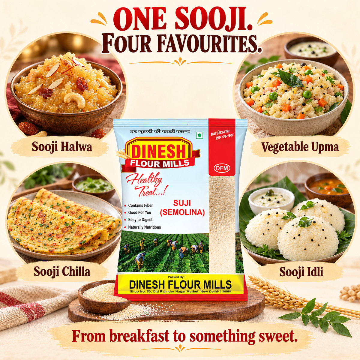 Sooji / Suji (Wheat Semolina) for Halwa, Upma & Chilla