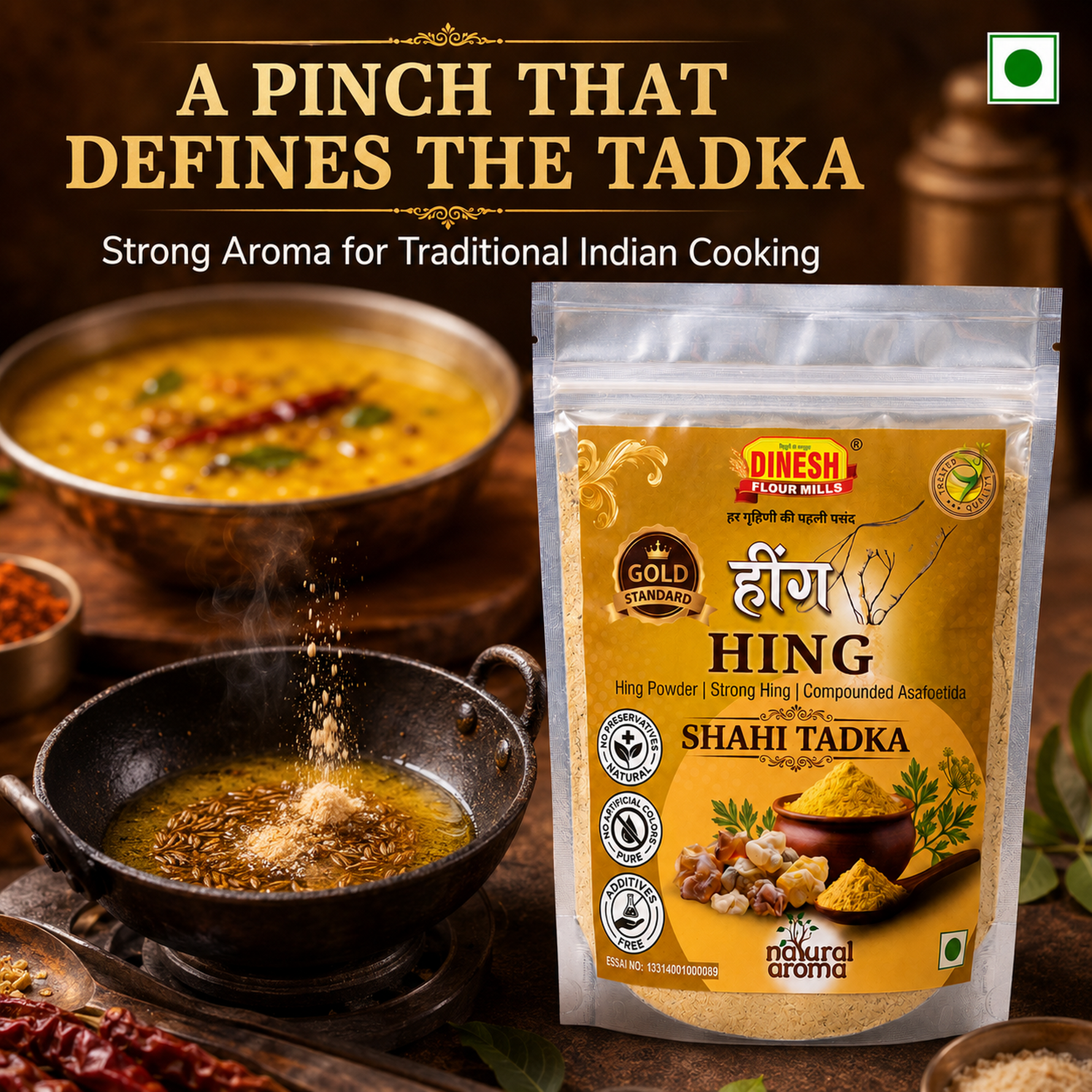 Hing Powder | Strong Compounded Asafoetida | No Preservatives | Press-Lock Pouch