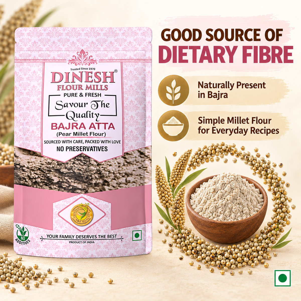 Bajra Atta | Pearl Millet Flour | Freshly Prepared | No Preservatives