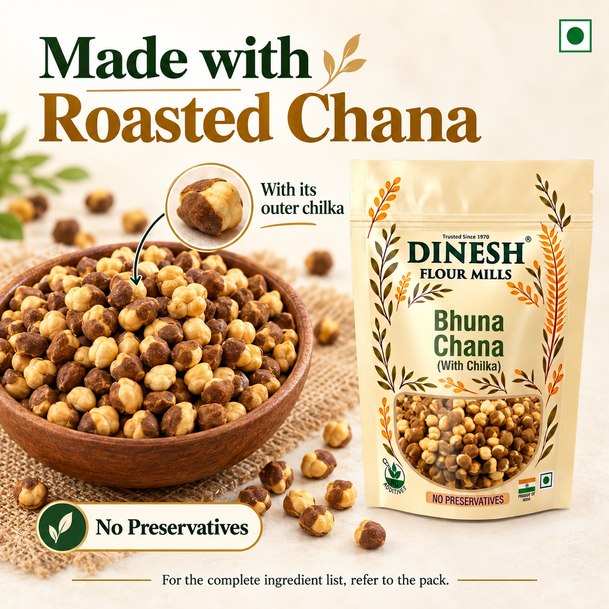 Bhuna Chana with Chilka | Roasted Chana with Skin | No Preservatives