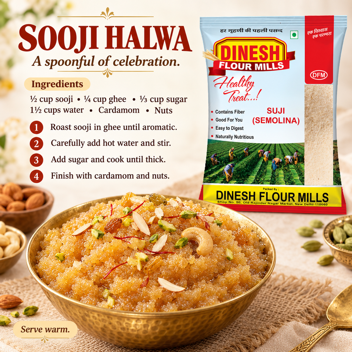 Sooji / Suji (Wheat Semolina) for Halwa, Upma & Chilla