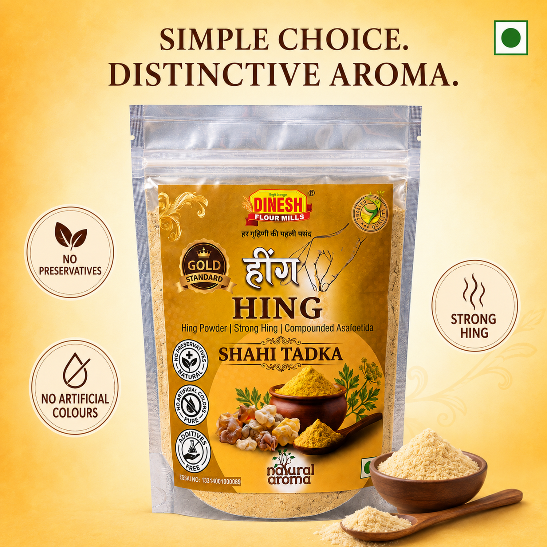 Hing Powder | Strong Compounded Asafoetida | No Preservatives | Press-Lock Pouch