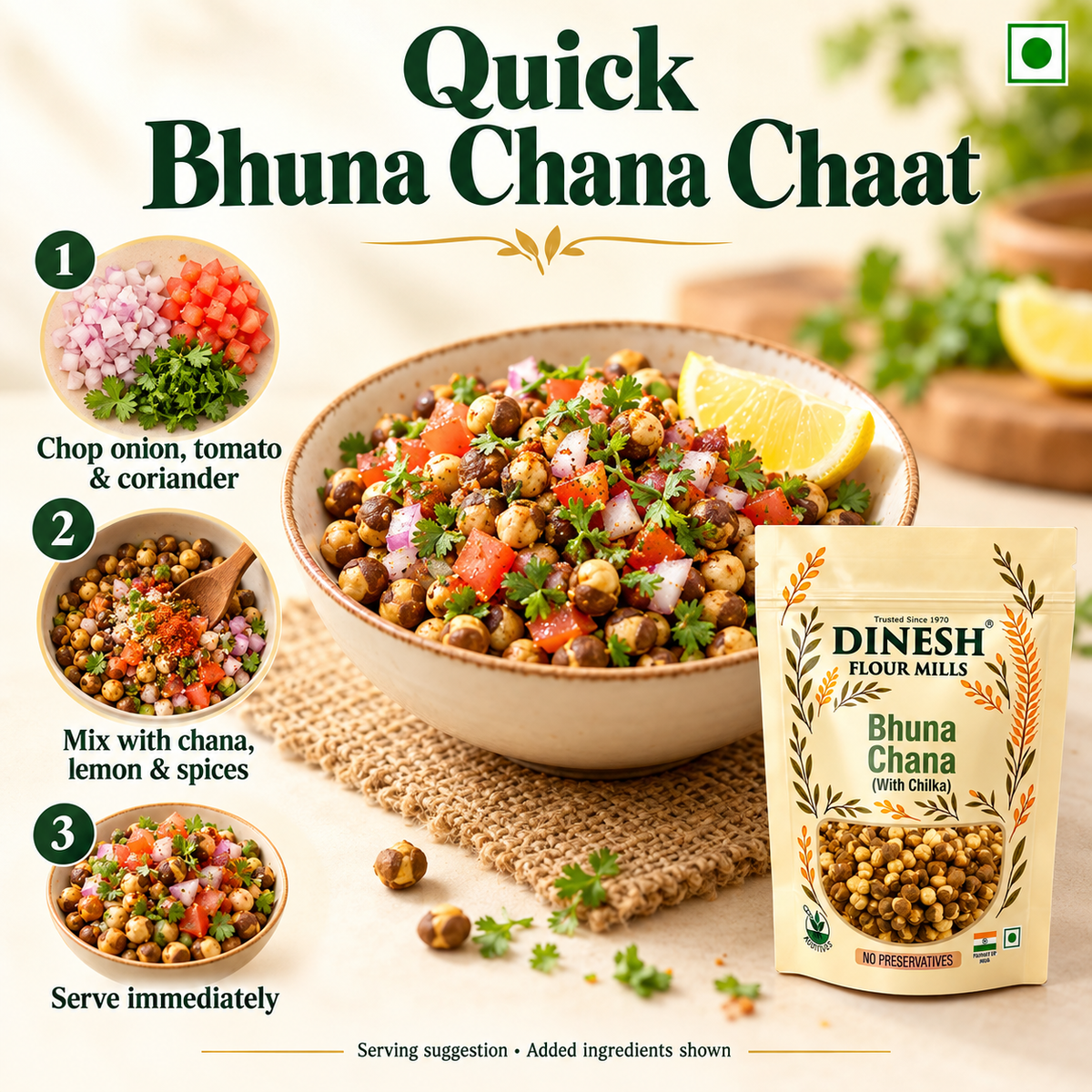 Bhuna Chana with Chilka | Roasted Chana with Skin | No Preservatives