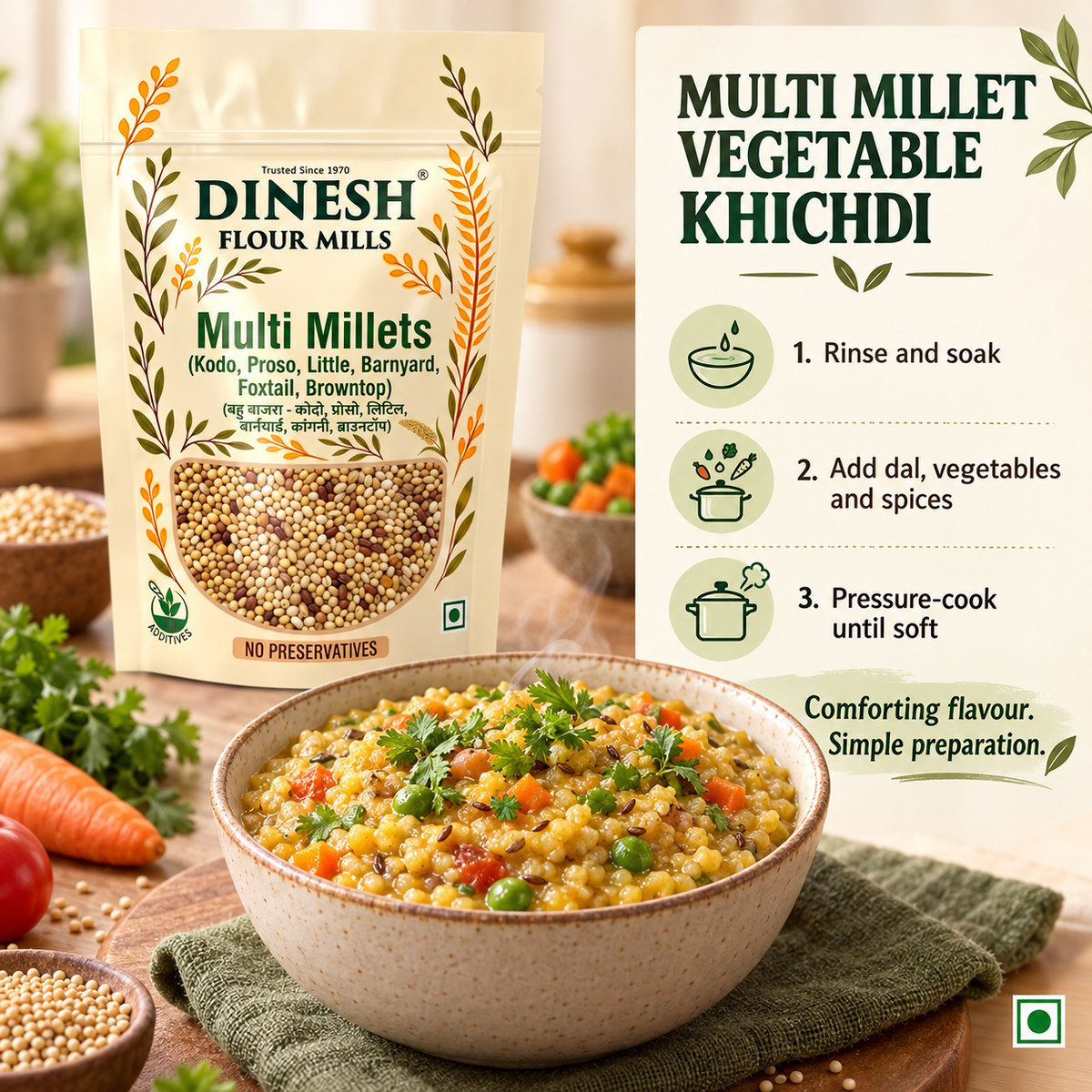 Multi Millets Mix - Kodo, Proso, Little, Barnyard, Foxtail & Browntop Millet (6 Rich Millets in one Pack)
