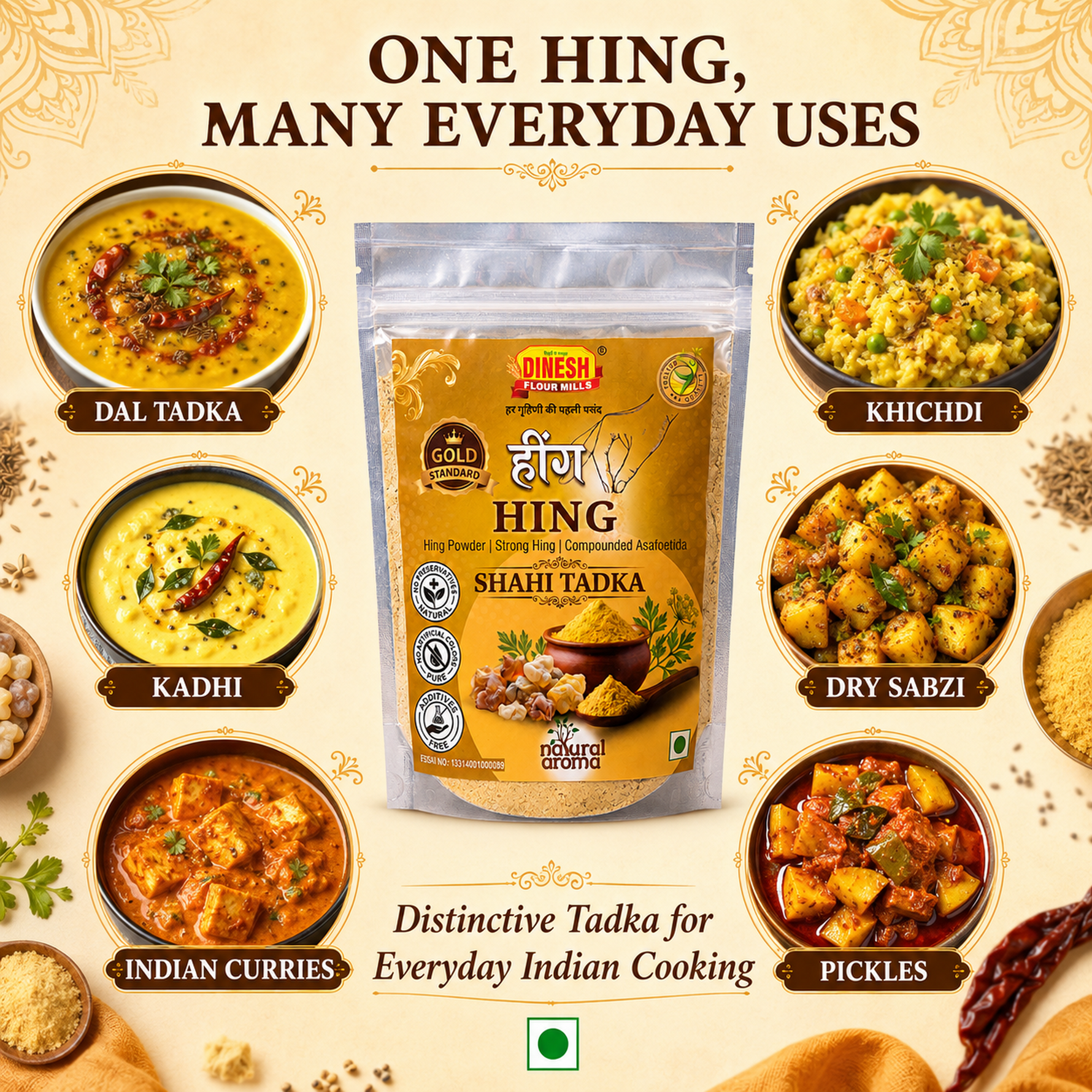 Hing Powder | Strong Compounded Asafoetida | No Preservatives | Press-Lock Pouch
