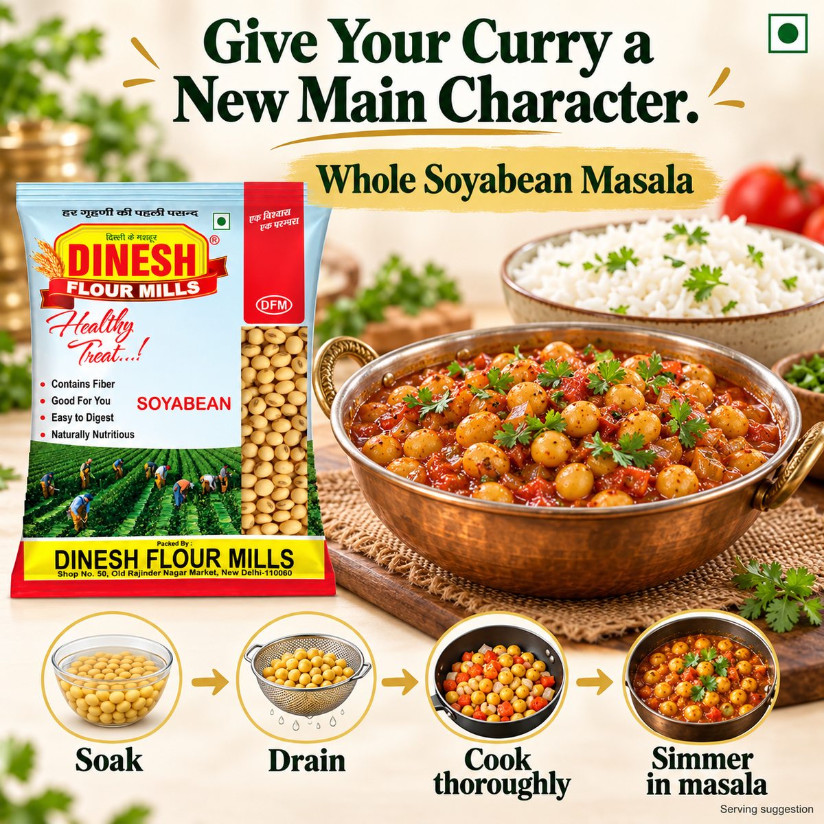 Whole Soyabean | No Preservatives I Dinesh Flour Mills