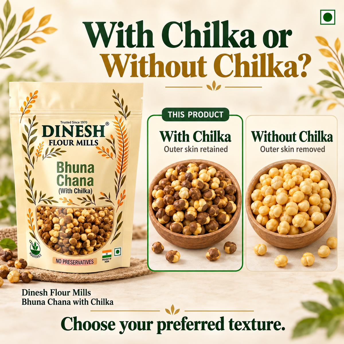 Bhuna Chana with Chilka | Roasted Chana with Skin | No Preservatives