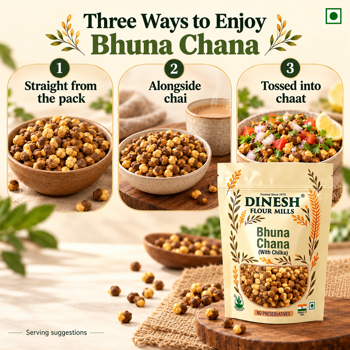 Bhuna Chana with Chilka | Roasted Chana with Skin | No Preservatives