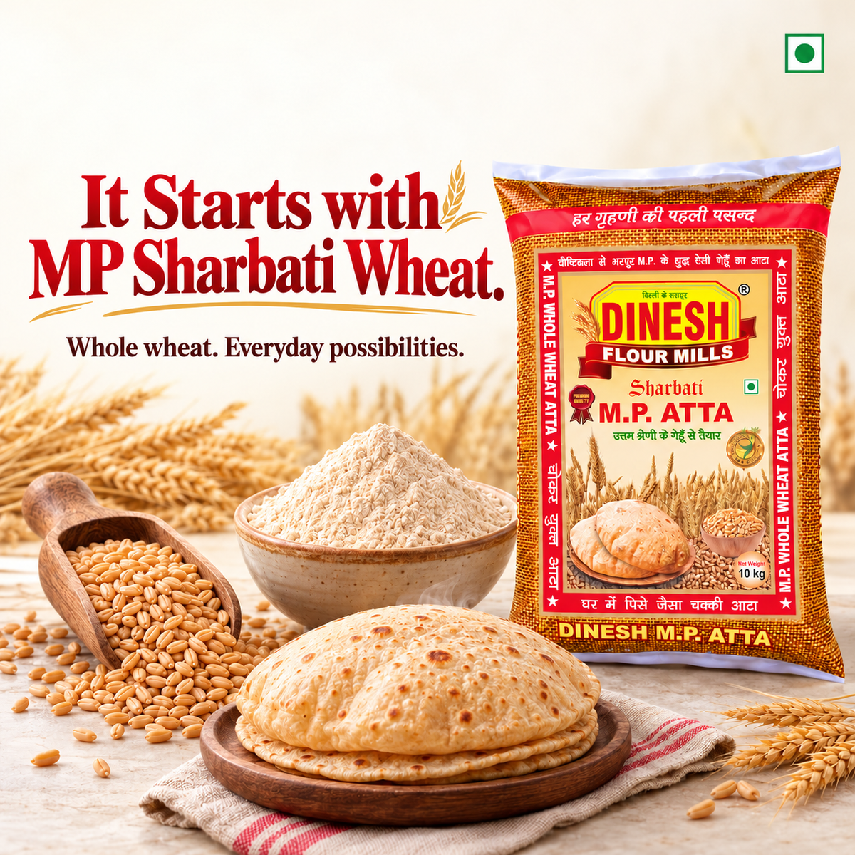 M.P. Wheat Sharbati Premium Atta -5Kg