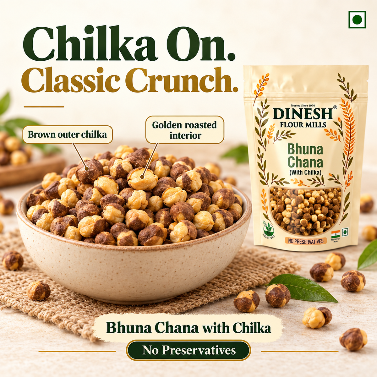 Bhuna Chana with Chilka | Roasted Chana with Skin | No Preservatives