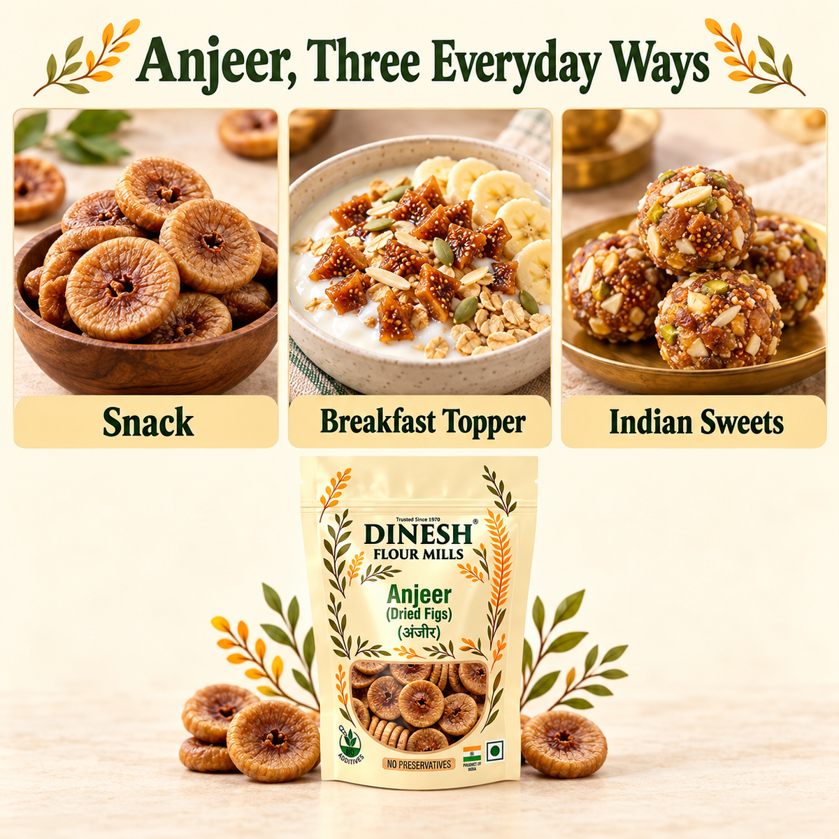 Anjeer (Dried Figs / अंजीर) | No Preservatives | Dinesh Flour Mills