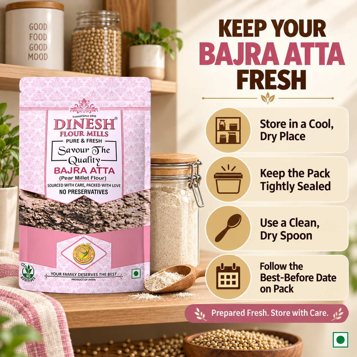 Bajra Atta | Pearl Millet Flour | Freshly Prepared | No Preservatives