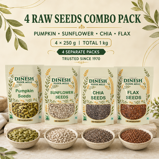 Dinesh Flour Mills 4 Raw Seeds Combo with pumpkin, sunflower, chia and flax seeds