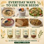 4 Raw Seeds Combo Pack | Pumpkin, Sunflower, Chia & Flax Seeds | 4 × 250 g
