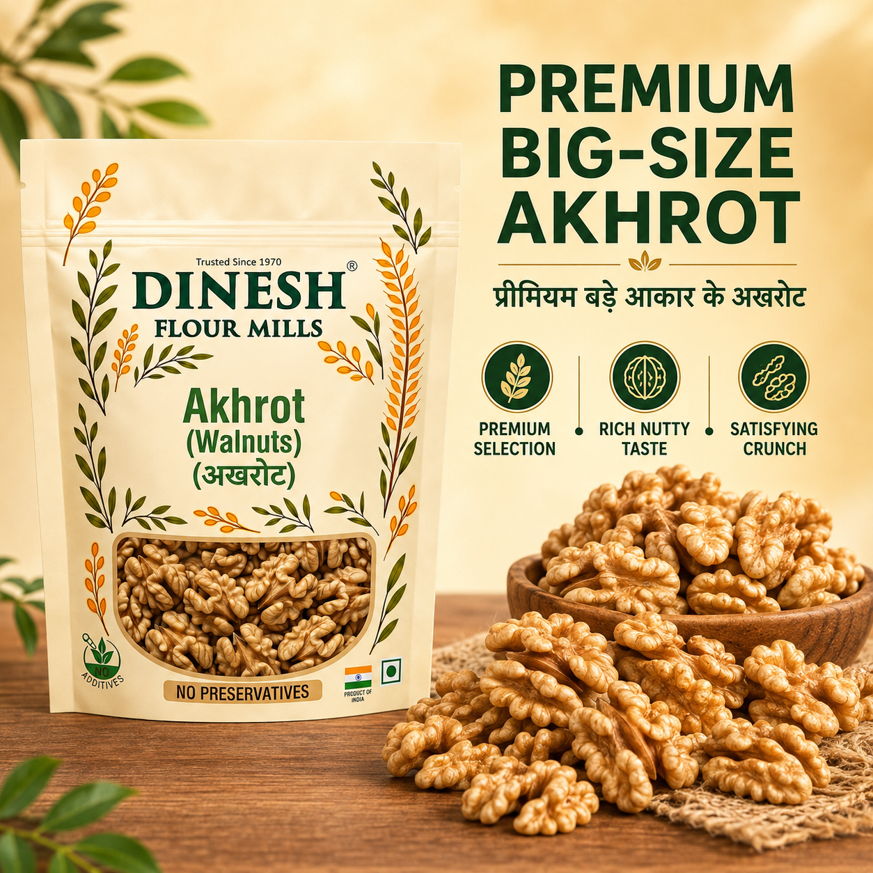 Premium big-size Akhrot walnut kernels without shell