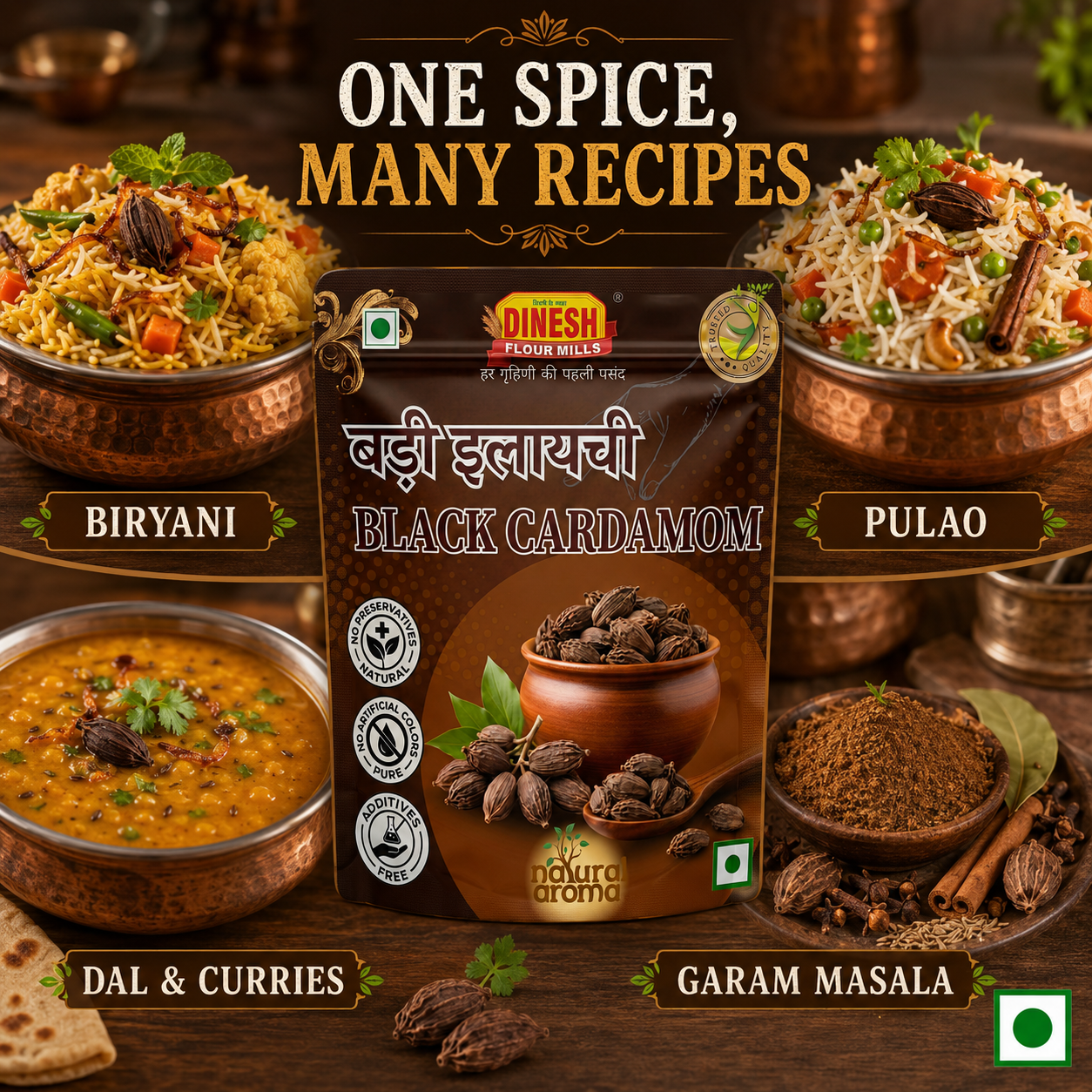 Badi Elaichi (Moti Elaichi) | Whole Black Cardamom