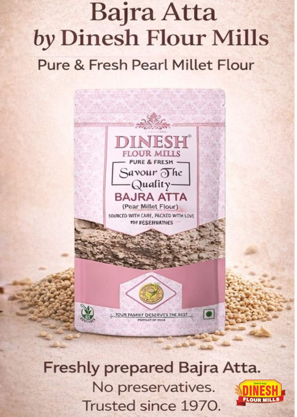 Bajra Atta (Pearl Millet Flour) | Freshly Prepared | No Preservatives