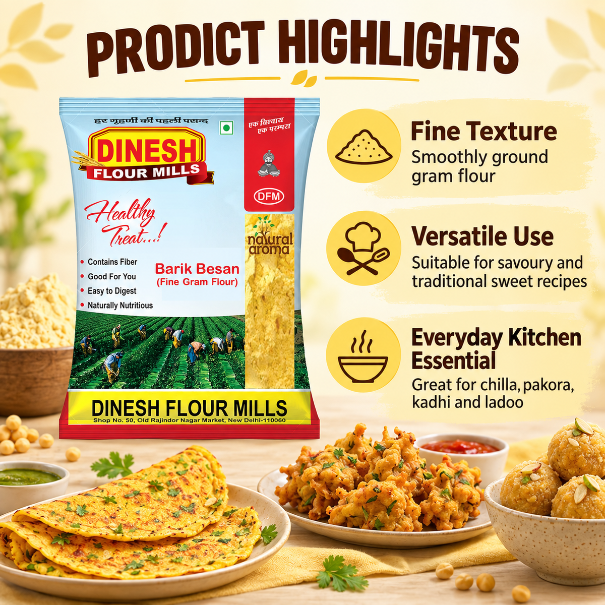 Barik Besan | Fine Ground Besan | Split Gram Flour