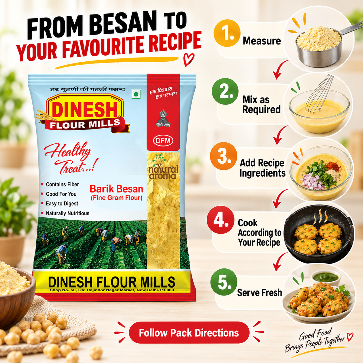 Barik Besan | Fine Ground Besan | Split Gram Flour