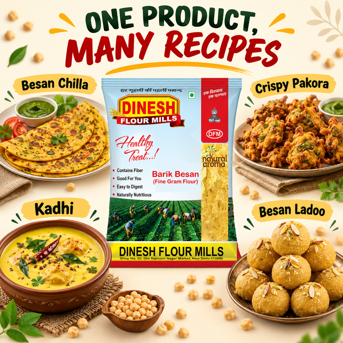 Barik Besan | Fine Ground Besan | Split Gram Flour