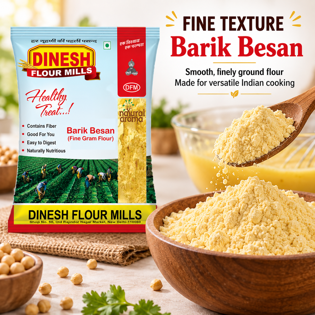 Barik Besan | Fine Ground Besan | Split Gram Flour