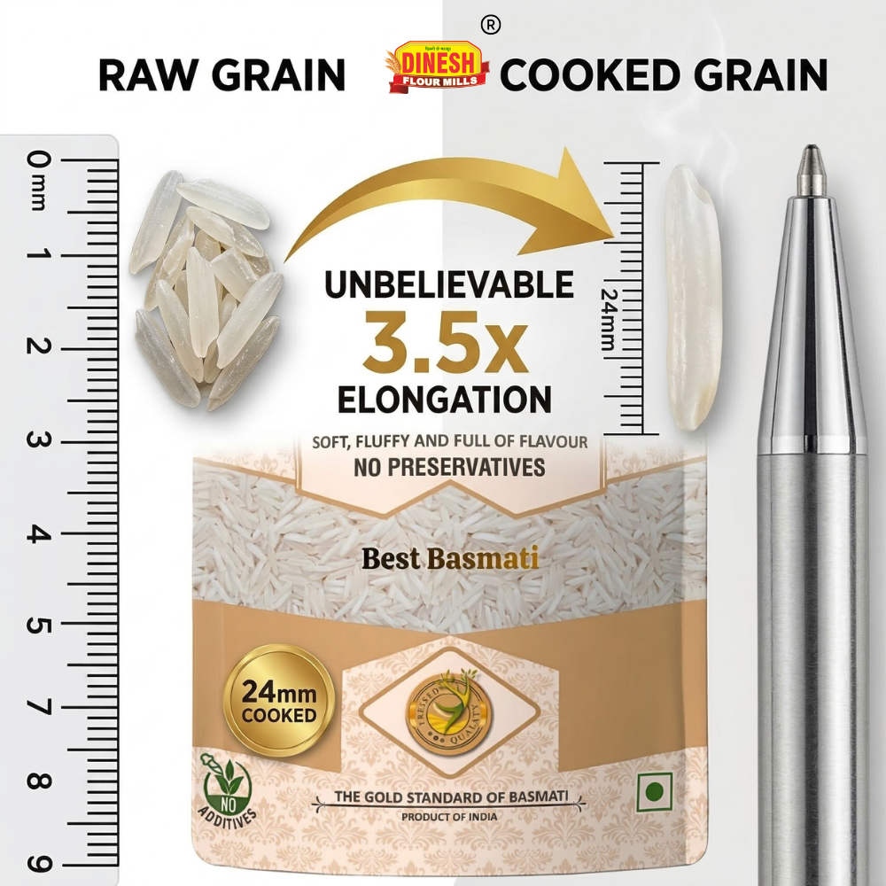 Best Basmati Rice- Upto 1 Inch long Cooked Grains