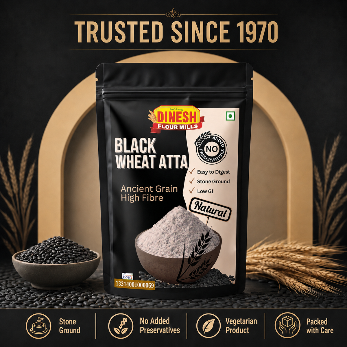 Black Wheat Atta - Stoneground Black Wheat Flour