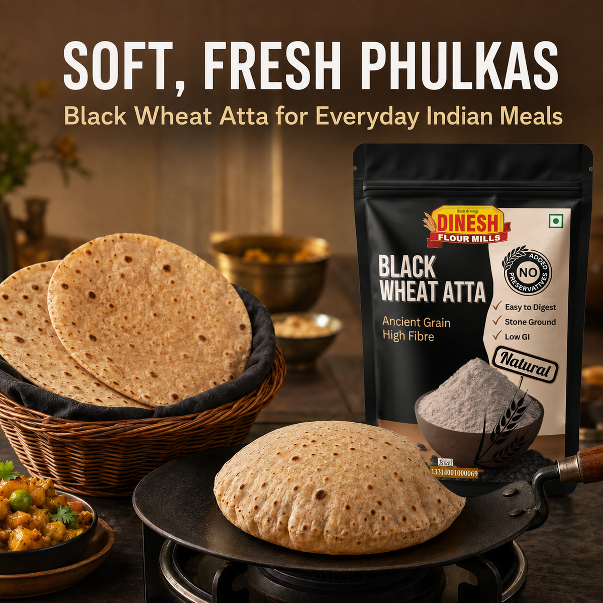 Black Wheat Atta - Stoneground Black Wheat Flour