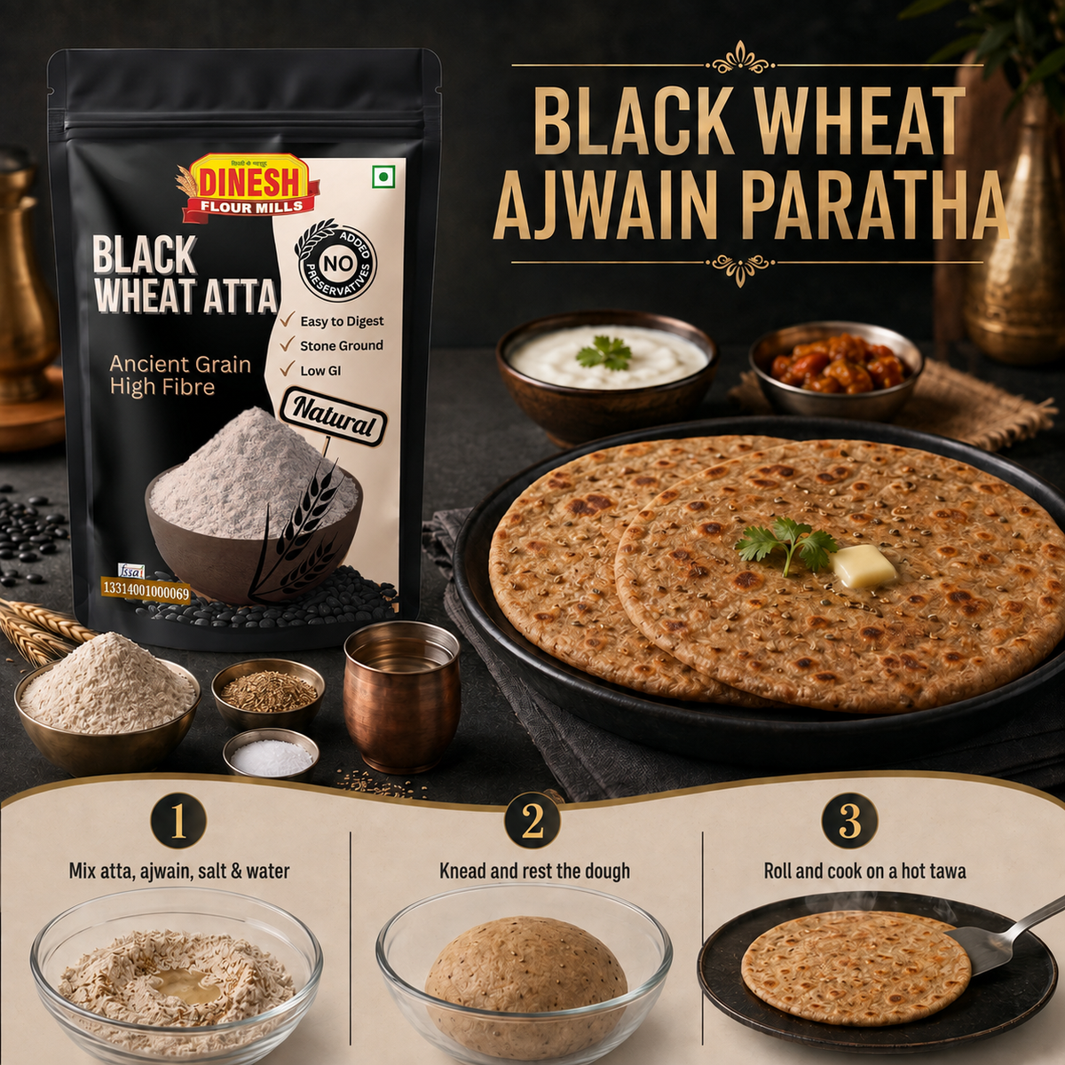 Black Wheat Atta - Stoneground Black Wheat Flour