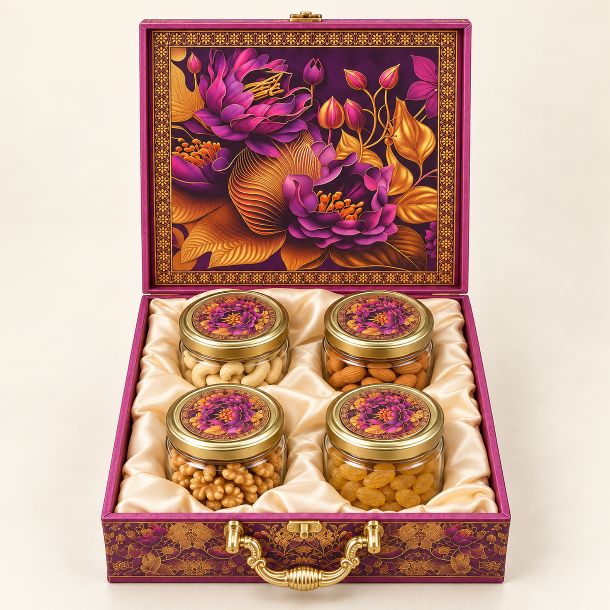 Blossom Royale Dry Fruit Gift Hamper | Kaju, Badam, Akhrot and Kishmish