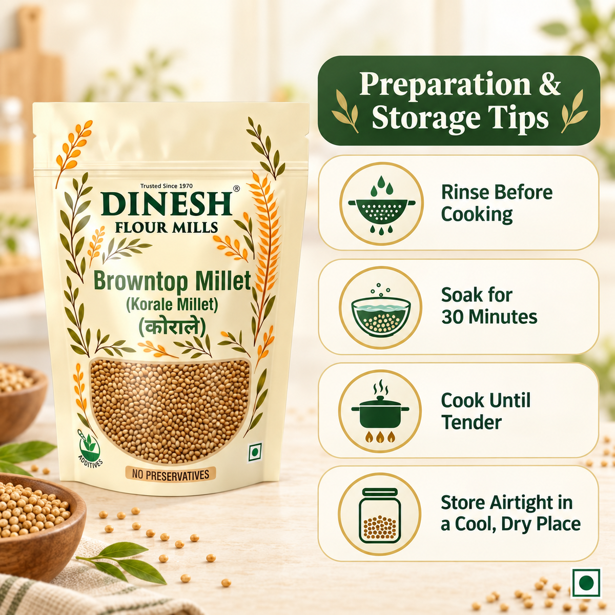 Browntop Millet (Korale Millet) | Raw Whole Grain | No Preservatives