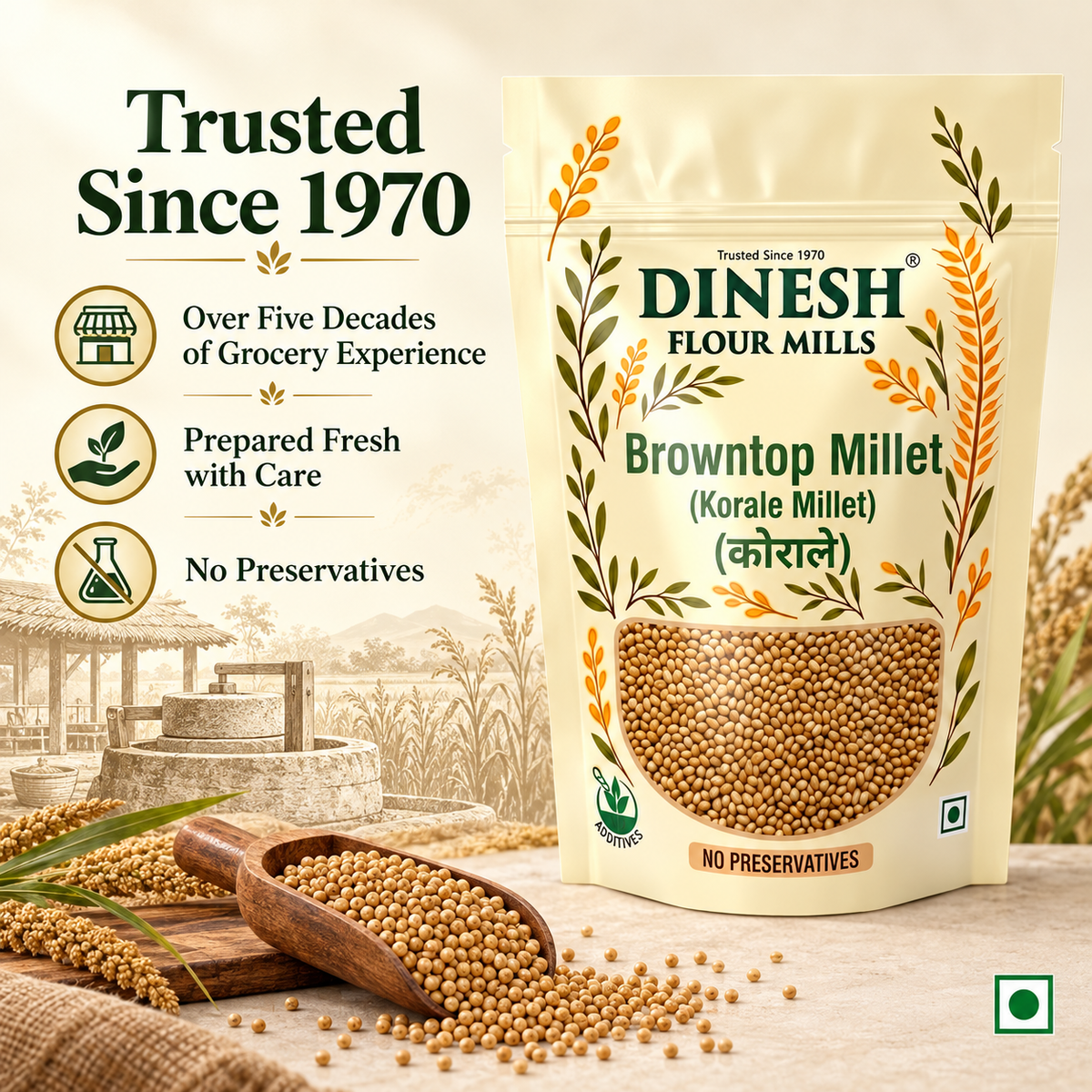 Browntop Millet (Korale Millet) | Raw Whole Grain | No Preservatives